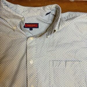 Austin Reed London Button Down Shirt‎ Short Sleeve Checkered Mens XL 100% Cotton